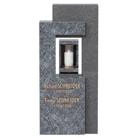 Grabstein mit Grabeinfassung - Materialkombination