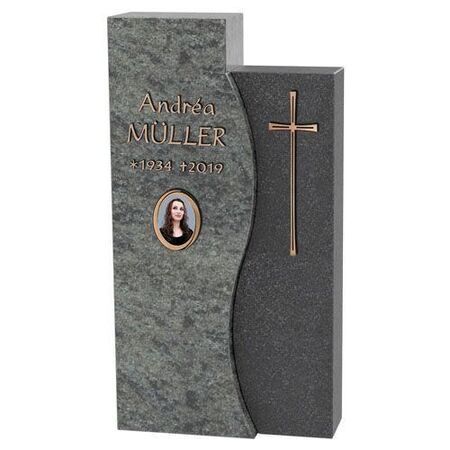 Grabstein mit Grabeinfassung - Materialkombination