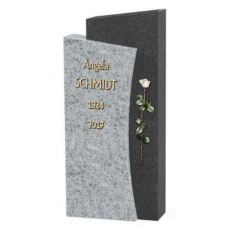 Grabstein mit Grabeinfassung - Materialkombination