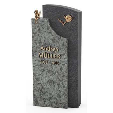Grabstein mit Grabeinfassung - Materialkombination