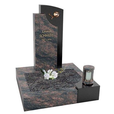 Grabstein mit Grabeinfassung Materialkombination "Léonie SCHMIDT"