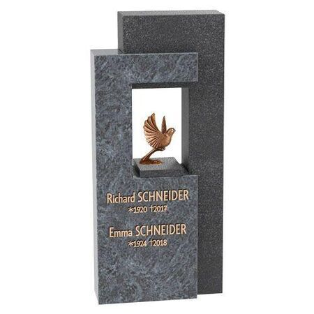 Grabstein mit Grabeinfassung - Materialkombination
