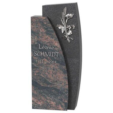 Grabstein mit Grabeinfassung - Materialkombination