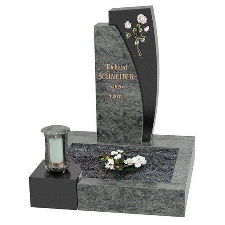 Grabstein mit Grabeinfassung - Materialkombination