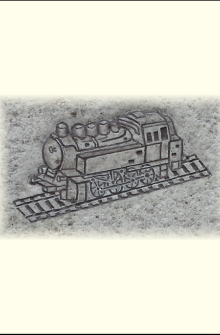 Zug - Lokomotive - eingehauen und getönt - hell / dunkel