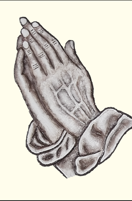 Betende Hände - Symbol eingehauen hell / dunkel Tönung