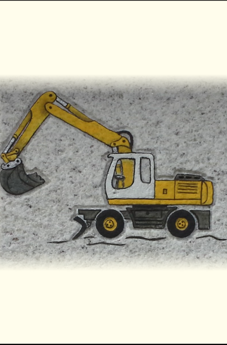 Bagger - halbplastisch eingehauen und farblich gefasst