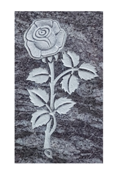 Rose - Blüte und Blätter halbplastisch ausgehauen - hell / dunkel