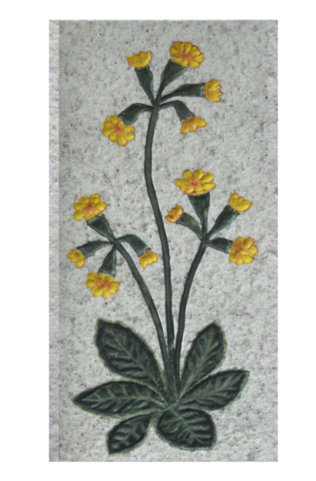 Blume - halbplastisch eingehauen und getönt - farblich gefasst