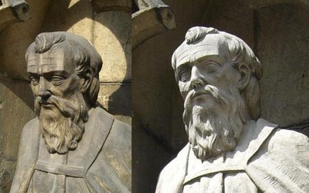 Reinigung - Sandsteinfigur mit Microstrahl-Verfahren