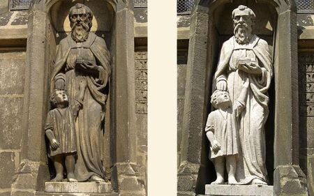 Reinigung - Sandsteinfigur mit Microstrahl-Verfahren